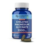 Carbamide Forte Chelated Magnesium Glycinate Supplement | No Muscle Cramps | Better Sleep | 2000mg Per Serving - 60 Veg Tablets