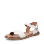 Steve Madden Women's Dina Flat Sandal, White Leather, 8