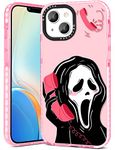 Qerrassa Pink Skull Case for iPhone 13 6.1'' Cute Cartoon Character Kawaii Soft TPU Cover for Girly Girls Kids Boys Phone Cases Funny Pattern Fashion Protective Case for iPhone 13