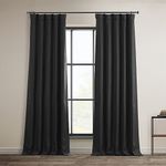 HPD Half Price Drapes Faux Linen Room Darkening Curtains for Bedroom 50 X 96, BOCH-LN21333-96 (1 Panel), Essential Black