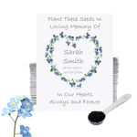 25 PERSONALISED Funeral Seed Packets with Forget Me Not Seeds/Funeral Favours for Guests to Grow Funeral Flowers/Funeral Decorations & Funeral Gift