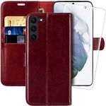 MONASAY Wallet Case fit for Galaxy S23 5G,[RFID Blocking] Flip Folio Leather Cell Phone Cover with Credit Card Holder for Samsung Galaxy S23 5G 6.1 inch, Burgundy