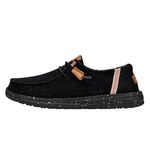 Hey Dude Women's Wendy Washed Canvas | Women’s Shoes | Women’s Lace Up Loafers | Comfortable & Light-Weight, Black, 11