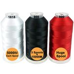 New brothreads -32 Options- Various Assorted Color Packs of Polyester Embroidery Machine Thread Huge Spool 5000M for All Embroidery Machines - Basic Colors 1