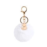 Pom Pom Keychain Artificial Fur Ball Keychain Fluffy Accessories Car Bag Charm (cat white)