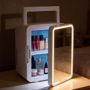 YOPOWER Mini Fridge For Skin Care,12L Portable Mini Fridge With 3 Adjustable Light LED Mirror For Gift, Skincare, Beverage, Home, Office And Car