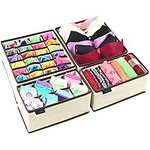 Ticent & Co. Bra Underwear Drawer Organiser, Collapsible Closet Dividers and Foldable Storage Box for Socks, Neck Ties, Scarves, and Handkerchiefs, Set of 4