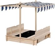 Outsunny Kids Wooden Sand Pit with 