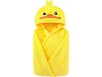 IFaryMes Toddler Bath Towel Baby Towels with Hood 27.5"X55" Ultra Absorbent Soft Bathrobe Blanket Kids Shower Towel Gifts for Girls and Boys(Yellow Duck)