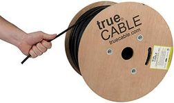 trueCABLE Cat6 Direct Burial, Shielded F/UTP, 1000ft, Waterproof, Outdoor Rated CMX, Black, 23AWG Solid Bare Copper, 550MHz, PoE++ (4PPoE), ETL Listed, Bulk Ethernet Cable