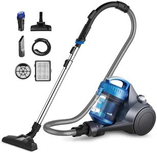 Eureka Bagless Canister Vacuum for Carpets and Hard Floors, Powerful Lightweight Vacuum Cleaner with 2.5L Large Dust Cup Extension Tube 2-in-1 Crevice Tool Floor Nozzle, Blue, Whirlwind NEN110C