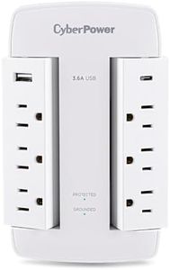CyberPower CSP600WSURC5 Professional Surge Protector, 900J/125V, 6 Swivel Outlets, 1 USB-C Charge Port, Wall Tap Design, White