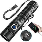 WUBEN C2 LED Torch, Rechargeable Pocket Flashlights 2000 High Lumens, Super Bright Torch with Power Bank, 7 Modes Handheld Tactical Flashlight, IP68 Waterproof for Emergencies,Camping,Outdoor