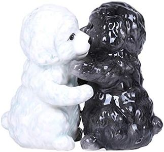 Hugging Maltese Puppy Magnetic Ceramic Salt and Pepper Shakers Set