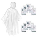 TORASO Rain Ponchos for Adults Disposable Drawstring Hood Clear Rain Poncho Emergency Raincoats,Waterproof,10 Packs.CA