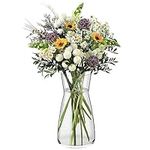 Vases, Vase Flowers Glass, Ledoir 20cm 7.87 Inch Tall Modern Essentials 1L Clear Modern Living Room Round Flower Jug Pampas Decor Simplistic Gifting Flowera Tulip Rose