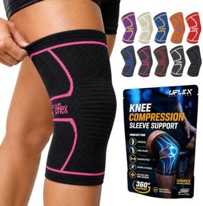 UFlex Athletics Knee Brace Sleeve Men & Women (Single/M:16.5"-19" Pink)