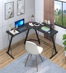 Klaxon L Shaped Study Table for Students and Adults/Computer Table for Home-Office/Gaming Table/Computer Desk for Corner - Wood & Metal (Gaming - Black, DIY Installation)