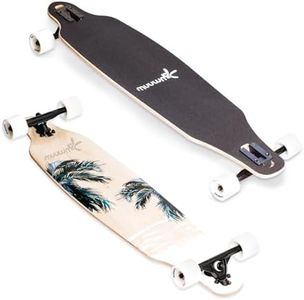 Muuwmi ABEC 7 Longboard, for children and adults, Skateboards, with or without lighting wheels (Beach)