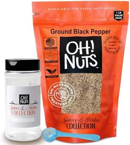 Oh! Nuts Black Pepper Ground, 16 oz Value Bag - Includes Empty Jar + Measuring Spoon, Extra Fresh & Aromatic - Used by Top Chefs