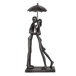 Aoneky Affectionate Couple Art Iron Sculpture, Passionate Love Statue Romantic Metal Ornament Figurine Home & Office Decoration (Hold Umbrella Kiss)