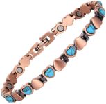 MagEnergy Turquoise Copper Bracelet for Women Magnetic Brazaletes with Powerful Magnets 99.99% Pure Copper Adjustable Jewellery Box(Love Patterns)