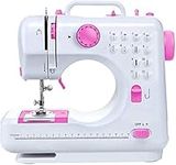 Mini Sewing Machine for Beginner, Portable Sewing Machine, 12 Built-in Stitches Small Sewing Machine Double Threads and Two Speed Multi-function Mending Machine with Foot Pedal for Kids, Women