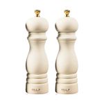 BILL.F Salt and Pepper Grinder Wooden Pepper Mill Grinder White Salt Pepper Shakers Set of 2 with Adjustable Ceramic Rotor- 7 Inch