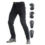 VNFOX Men's Motorcycle Riding Pants Denim Jeans Protect Pads Equipment with Knee and Hip Armor Pads VES6 (Black, XL=34)