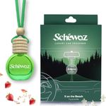 Schewaz Car Air Freshener| Hanging Car Perfume| Premium Car Fresheners| Car Aroma with Essential Oils| Luxury Perfume for Car in Glass Bottle with Wooden Diffuser Lid – X on the Beach (10ml)