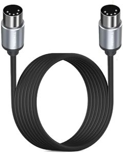 TEKERA MIDI Cable, MIDI Cable Male to Male, 1m Short MIDI Interface, Sturdy 5-Pin Din Connector, Universal Compatibility 5-PIN Metal Plug for Guitars, Electronic Pianos, Electronic Drums, PA3567