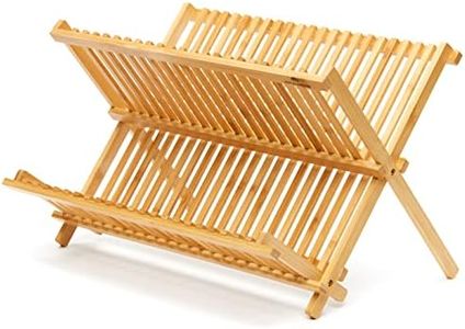 Dish Drying Rack Bamboo Dish Rack Collapsible Dish Drainer Foldable Dish Drying Rack Wooden Plate Rack Made of 100% Natural Bamboo