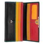 VISCONTI RIO 11 Ladies Large Soft Leather Wallet Purse Clutch, Black/Rhuba, Large Wallet