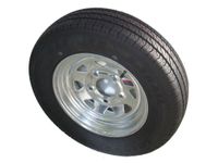 145R12 LRD 8 PR Kenda Karrier Radial Trailer Tire on 12" 5 Lug Galvanized Spoke Wheel