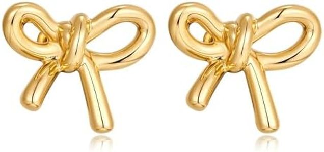 Gold Bow Earrings Hypoallergenic with 925 Sterling Silver Post Butterfly Bow Stud Earrings Bow Earrings Gold for Women Trendy