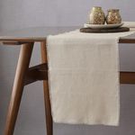 Linkslove Home Linen Table Runner with Fringe- 14x48 Inch Natural, 100% Pure Linen Table Runner for Wedding, Party, Easter, Thanksgiving, Spring, Easter, Summer, Wedding – Machine Washable, Handmade