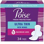 Poise Ultra Thin Postpartum Incontinence Pads, Maximum Absorbency, Long Length, 34 Count