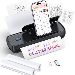 Inkless Portable Printer Wireless for Travel, Thermal Paper Support A4&A5, 8.5" X 11" US Letter &Legal, Compatible with iOS, Android&Laptop, Bluetooth & USB, Lightweight Wireless Printer for Home