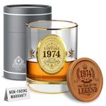 CROWNLY CRYSTAL® 50th Birthday Gifts Men 1974 Whisky Glass Personalised Gifts for Men Uncle Gifts for Dad 50th Birthday Decorations Birthday Gifts for Men Grandad Gifts for Brother Gift Ideas for Men