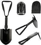 Shovel 23 IN,Camping Shovel,50# High-Carbon Steel Entrenching Tool, Military Folding Survival Shovel, Portable Shovel For Garden, Hunting, Hiking, Fishing, Car Emergency, Gifts For Men (black)