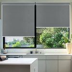 SEEYE Blackout Roller Blinds, Cordless Window Shades with Cover 24'' W x 72'' L Room Darkening UV Protection Privacy Waterproof Thermal Insulated Fabric Curtain for Kitchen Bathroom bedroom(Dark Grey)