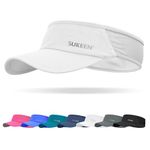 Sukeen Sports Sun Visor Men Women Lightweight Packable Cooling Stretchy Visor Hat for Running, Tennis, Golf, White, One Size