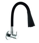 AZERA Wall-Mounted Brass Kitchen Sink Cock Tap/Faucet with Flexible Neck, Dual Function Black Finish, 2-Mode Flow: Shower Flow & Foam Flow (Turbo, Dual Mode)