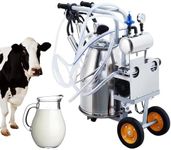 GarveeLife Portable Cow Milking Machine, 55KPA 15000 RPM Milking Equipment with 304 Stainless Steel Bucket Portable Cow Milking Machine, Milker Machine 5-8 Cows per Hour, Bucket Milker for Cattle