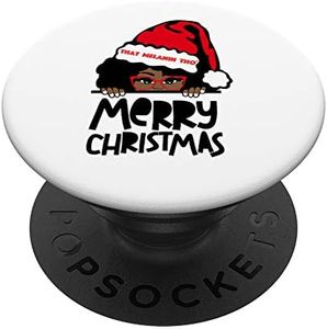 That Melanin Merry Christmas Mrs. Claus Black Peeking Santa PopSockets Grip and Stand for Phones and Tablets