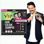 VIP Hair Colour Shampoo Black, 20ml (Pack of 10) | 100% Grey Hair Coverage, Ammonia Free