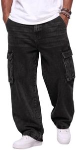 JMIERR Men's Denim Cargo Pocket Baggy Jeans XL