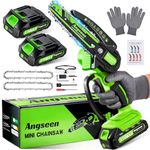 Mini Chainsaw Cordless 6 Inch, Electric Chain Saw with 2 Battery and 850W Motor, Small Battery Chainsaw with 2 Chains and Safety Lock, Light Weight Handheld Chain Saw for Wood Cutting Tree Trimming