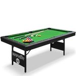 SereneLife Pool Table- Foldable & Portable 6 Ft Billiard Table- Very Sturdy Steel Frame, Includes Accessories, Pool Balls, Cue Sticks, Triangle, Brush, Chalk- Great for Gameroom- Adults & Kids- Green