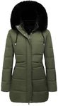 MOERDENG Women's Long Winter Puffer Coat Thicken Fleece Lined Down Jacket Waterproof Faux Fur Detachable Hooded Parka